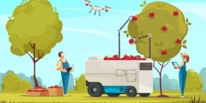 Automated farm with robotic fruit picker